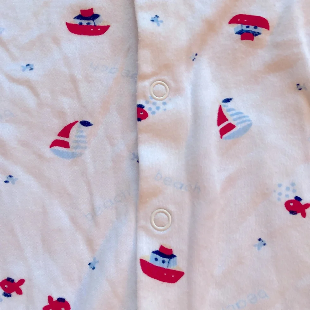 E Land‎ Baby Nautical Jumpsuit 0-3 Months Boats Sailboat Cotton Romper